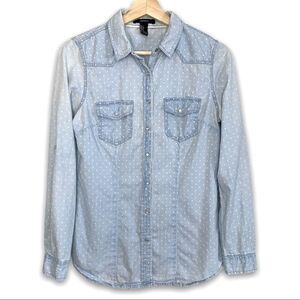 Forever 21 Polka Dot Chambray Top